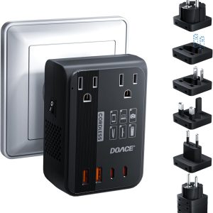 DOACE 350W Voltage Converter US to Europe - 220V to 110V Converter for European Travel, Power Converter Adapter Combo with PD Chargers for Hair Straightener Shaver Toothbrush CPAP Laptop Camera Phone